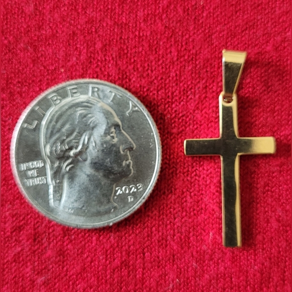 Cross Pendant Gold Tone  stainless steel - Picture 2 of 5